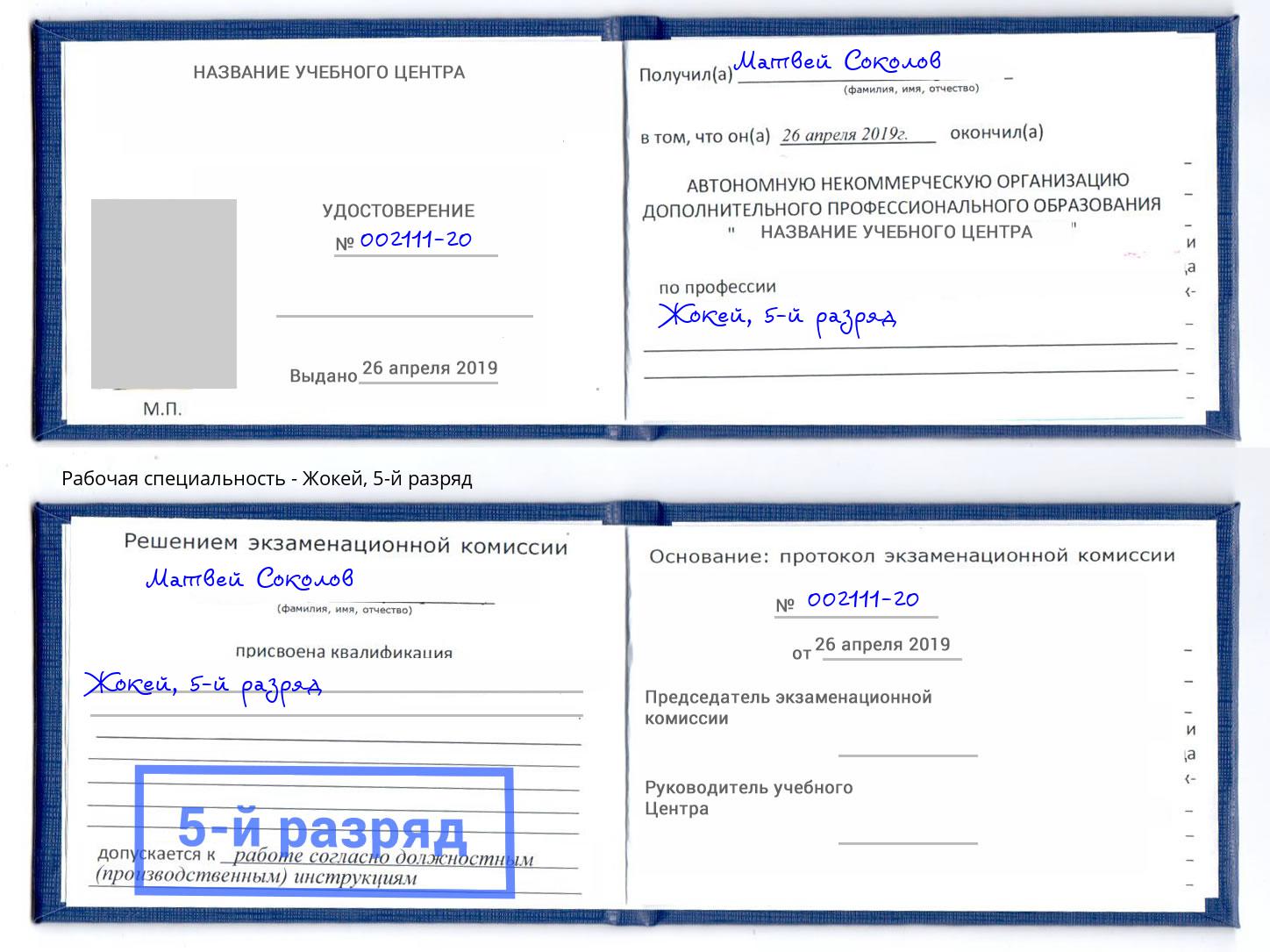 корочка 5-й разряд Жокей Качканар